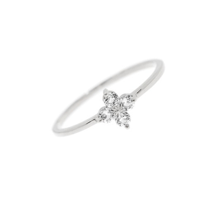 Elegantly 18K Gold Vermeil Four Topaz Gemstones Flower 925 Sterling Silver Rings
