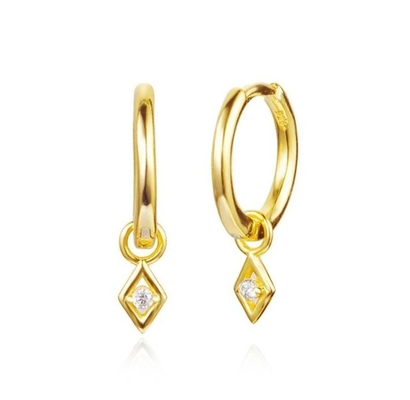 Option Stone Color Trendy 18k Real Gold Plated Hoop Dangle Earring in 925 Sterling Silver