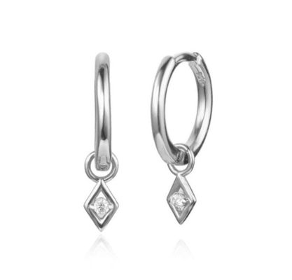 Option Stone Color Trendy 18k Real Gold Plated Hoop Dangle Earring in 925 Sterling Silver