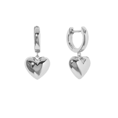 Luxury Heart Dangle Gold Plated Hoop Earrings Sterling Silver 925 Jewellery for Women