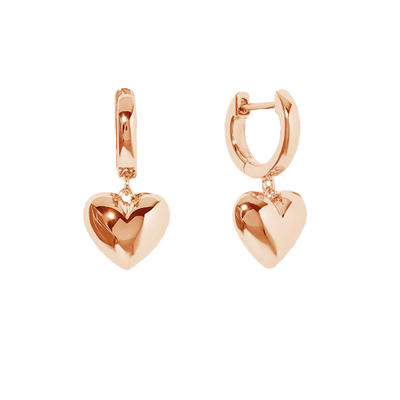 Luxury Heart Dangle Gold Plated Hoop Earrings Sterling Silver 925 Jewellery for Women