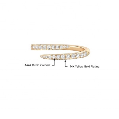 14K Gold Plated Cubic Zirconia Open Twist Eternity Band Ring ECO Friendly