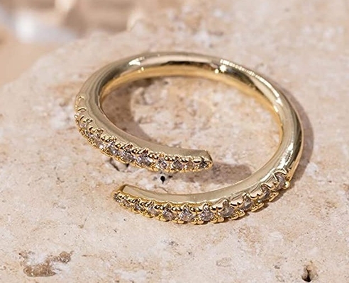 14K Gold Plated Cubic Zirconia Open Twist Eternity Band Ring ECO Friendly