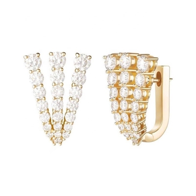 18K Gold Plated 925 Sterling Silver Pave CZ Women's Huggie Earrings CLASSIC Style