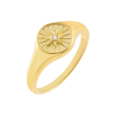 Customized Sterling Silver Signet Ring Womens 18K Gold Ladies Signet Rings