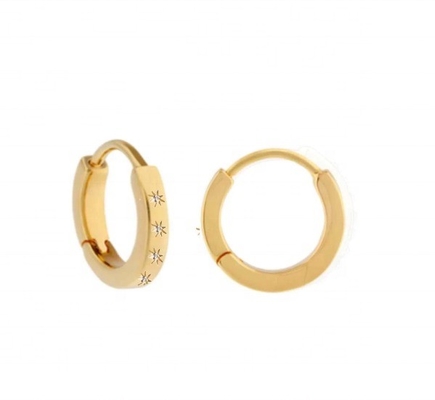 Stylish EARRINGS 14K Gold Vermeil Star Set Diamond Hugging Hoops For Effortless Style