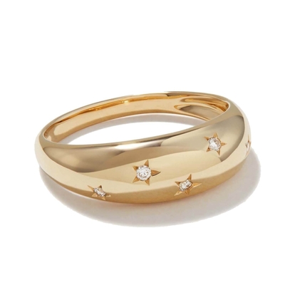 Eternity Band Rings Brazilian 18K Gold Jewelry Star 925 Sterling Silver Dome Women's Ring