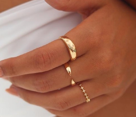 Eternity Band Rings Brazilian 18K Gold Jewelry Star 925 Sterling Silver Dome Women's Ring