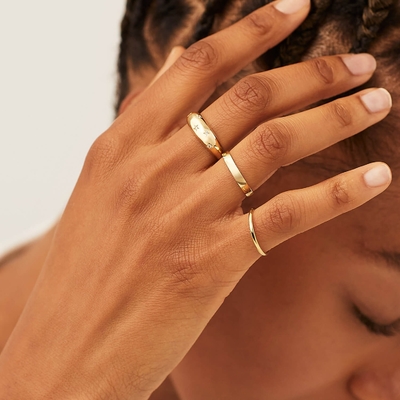 Eternity Band Rings Brazilian 18K Gold Jewelry Star 925 Sterling Silver Dome Women's Ring