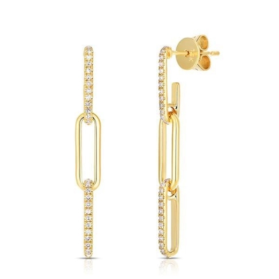 Retro Paperclip Rectangle Chain Earrings in 925 Sterling Silver for Ladies' Night
