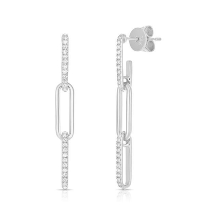Retro Paperclip Rectangle Chain Earrings in 925 Sterling Silver for Ladies' Night