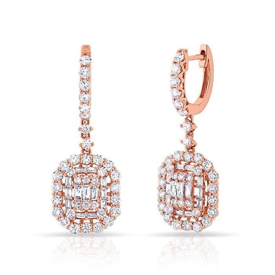 White CZ Earrings 925 Sterling Silver Classic Style For Engagement And Wedding