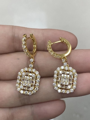 White CZ Earrings 925 Sterling Silver Classic Style For Engagement And Wedding