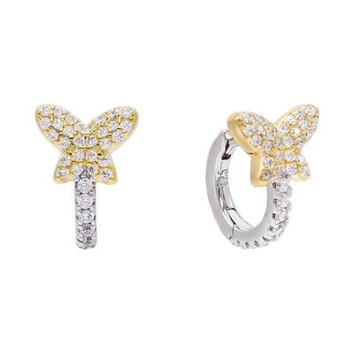 Mini Summer Butterfly White CZ Huggies 925 Sterling Silver Earrings