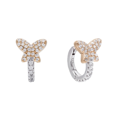 Mini Summer Butterfly White CZ Huggies 925 Sterling Silver Earrings
