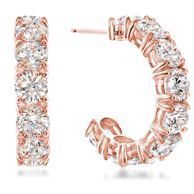 Large White Diamond CZ Hoop Earrings for Anniversary Occasion in 925 Sterling Silver