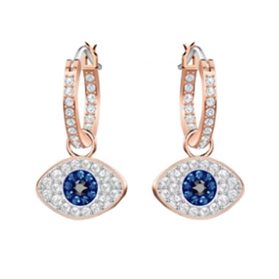 Elegant Earrings Blue White Cz 925 Sterling Silver Dangle Hoop Earrings For Women
