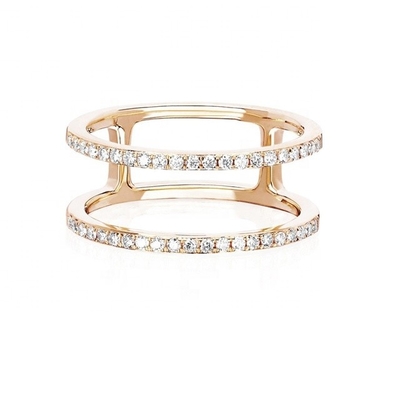 White CZ Double Row Stackable Rings Gold 18K Plated Real 925 Sterling Silver Crystal Cubic Zircon Jewelry