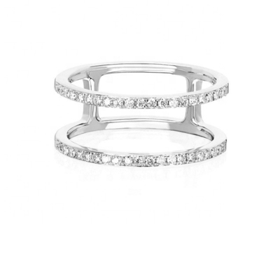 White CZ Double Row Stackable Rings Gold 18K Plated Real 925 Sterling Silver Crystal Cubic Zircon Jewelry