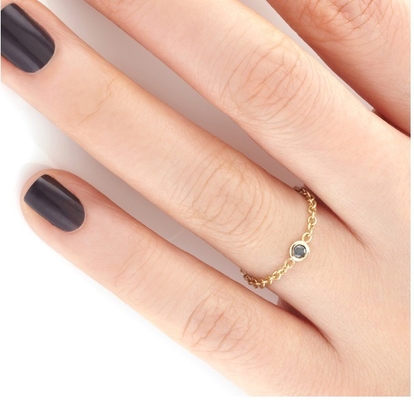 3mm Stone Size Popular Gold Plated 925 Silver Bezel Setting Black CZ Chain Ring Benefit