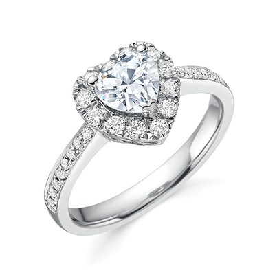 Brass Creative Heart Shape Clear CZ 925 Sterling Silver Eternity Band Rings For Women Jewelry
