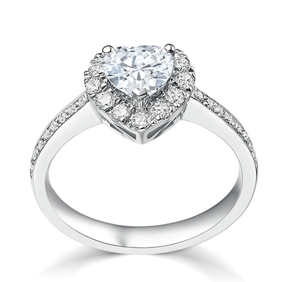 Brass Creative Heart Shape Clear CZ 925 Sterling Silver Eternity Band Rings For Women Jewelry