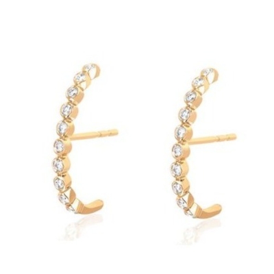 18K Gold Plated Bezel Setting White Cubic Zircon Stud Earrings For Women