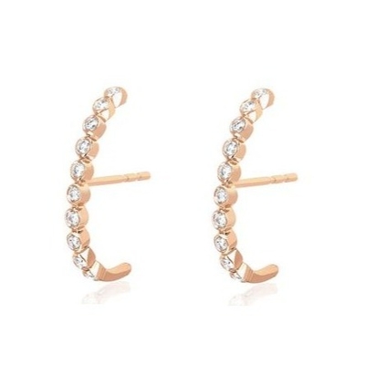 18K Gold Plated Bezel Setting White Cubic Zircon Stud Earrings For Women