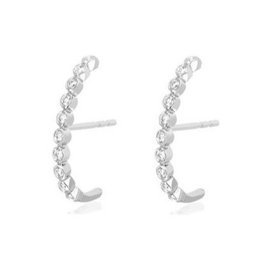 18K Gold Plated Bezel Setting White Cubic Zircon Stud Earrings For Women