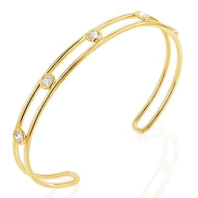 Platinum Diamond Cubic Zirconia Cuff Bracelet Width 6mm CZ Cuff Bracelet