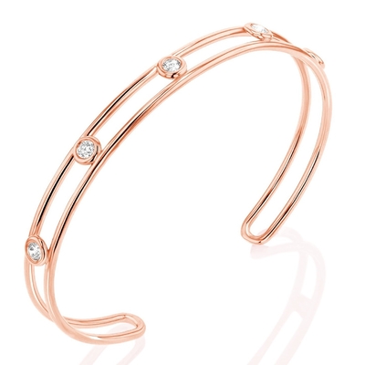 Platinum Diamond Cubic Zirconia Cuff Bracelet Width 6mm CZ Cuff Bracelet