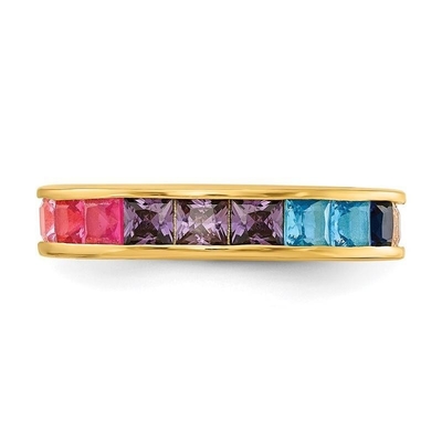 Colorful Cubic Zircon Eternity Wedding Ring Band for Women 925 Silver ECO-Friendly