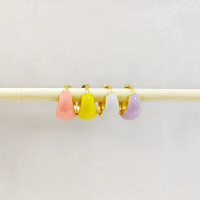 Custom Women Fine Jewelry S925 Silver 18K Gold Bold Dome Colorful Enamel Small Huggie Earrings