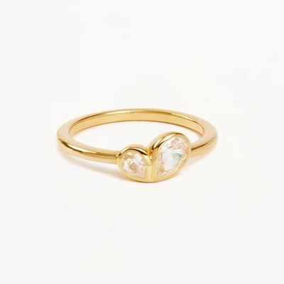 Minimalist Heart Symbol 925 Sterling Silver Ring with Channel Setting Inlay Technology
