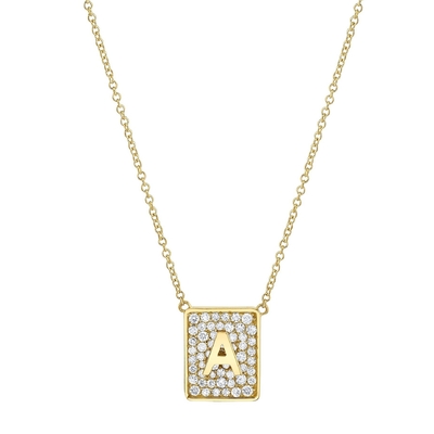 Make Her Day With 14K Gold Square Initial Gemstone Necklaces For Women Valentine Gift