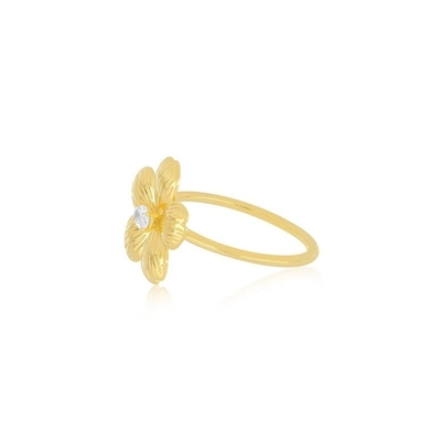 Forever Flower 18K Gold Plated Oval CZ Women's Ring in 925 Sterling Silver Jewelry