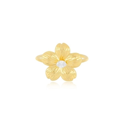 Forever Flower 18K Gold Plated Oval CZ Women's Ring in 925 Sterling Silver Jewelry