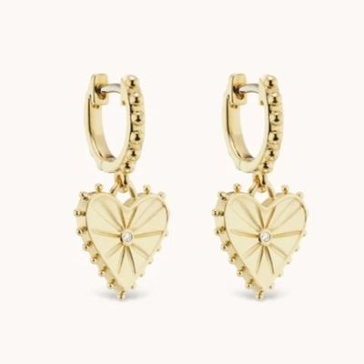 14K Gold Plated Dangle Drop Heart Huggies Earrings For Women Are 925 Sterling Silver