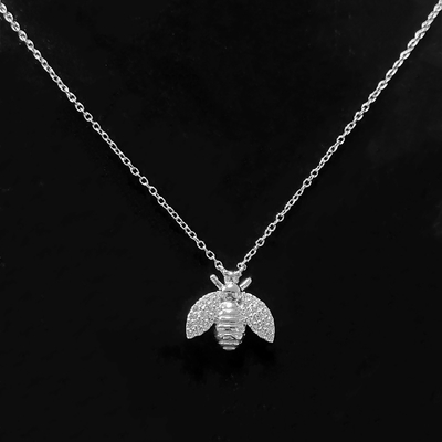 Fashion 18K Gold Plated Bee Pendant Necklace Handmade By 925 Sterling Silver Jewelry