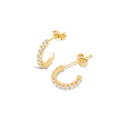 Handmade 18K Gold Plated Mini Cubic Zircon Small Open Hoop Earrings With Princess Cut