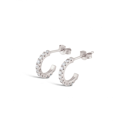 Handmade 18K Gold Plated Mini Cubic Zircon Small Open Hoop Earrings With Princess Cut
