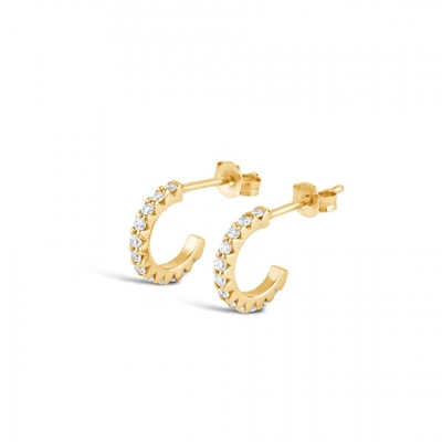 Handmade 18K Gold Plated Mini Cubic Zircon Small Open Hoop Earrings With Princess Cut