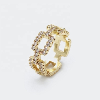 Customized Chain Rings Clear CZ Real Sterling Silver 925 Jewellery for Women and Men