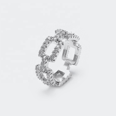 Customized Chain Rings Clear CZ Real Sterling Silver 925 Jewellery for Women and Men