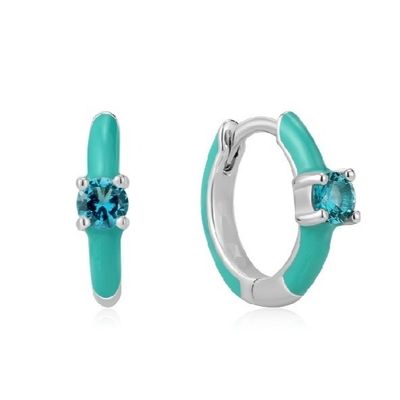 Neon Turquoise Enamel Micro Pave CZ Candy Colorful Girl Women Earrings ECO-Friendly Yes