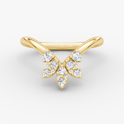 New Arrivals Designs Elegant 925 Sterling Silver 18K Gold Petal Crown Band Rings
