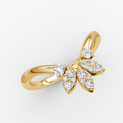 New Arrivals Designs Elegant 925 Sterling Silver 18K Gold Petal Crown Band Rings