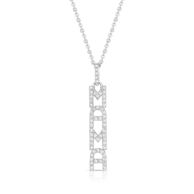 Elegant 925 Sterling Silver 14K Gold MAMA Floating Long Pendant Necklace
