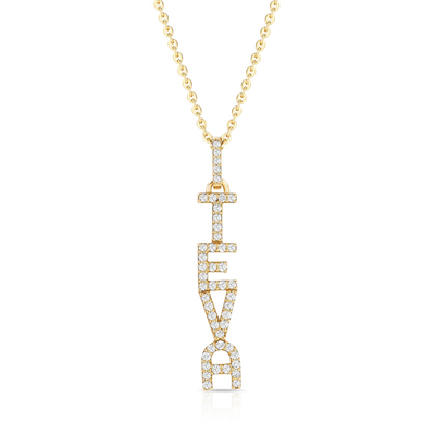 Elegant 925 Sterling Silver 14K Gold MAMA Floating Long Pendant Necklace