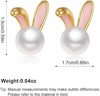 Easter Rabbit Pearl Earrings Dainty Zircon Studs Bunny Carrot Cute Jewelry Gifts